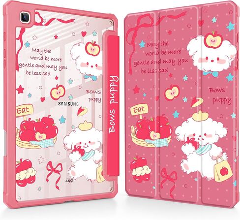 Mektron Case for Samsung Galaxy Tab S6 Lite 10.4 Inch 2024/2022/2020 with S Pen Holder, Multi-Angle Viewing with Shockproof Cover Clear Shell + Trifold Stand + Auto Wake/Sleep, Cherries Bows C353 in Kuwait