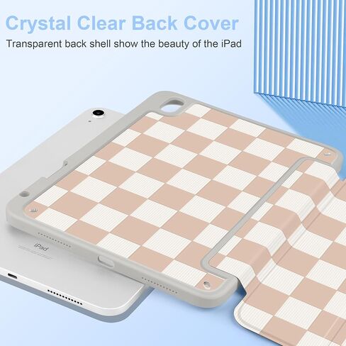 MecBevia Case for iPad 11 inch A16 (2025 11th Generation) / iPad 10.9 inch (2022 10th Gen) A3354, A3355, A3356, A2696, A2757, A2777 – Built-in Pencil Holder & Auto Wake/Sleep, Nude Vibe Checkered in Saudi Arabia