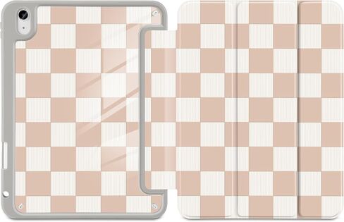 MecBevia Case for iPad 11 inch A16 (2025 11th Generation) / iPad 10.9 inch (2022 10th Gen) A3354, A3355, A3356, A2696, A2757, A2777 – Built-in Pencil Holder & Auto Wake/Sleep, Nude Vibe Checkered in Saudi Arabia