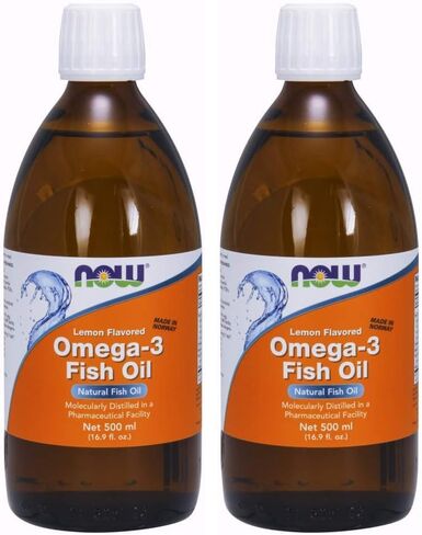 NOW Supplements, Omega-3 Fish Oil Liquid, Molecularly Distilled, Lemon Flavored, 7-Ounce in Kuwait