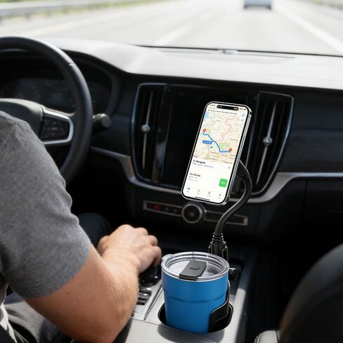 Magnetic Cup Holder Phone Holder for Magsafe, 360° Adjustable Long Gooseneck & Powerful N54 Magnet Cell Phone Mount for Car Compatible with iPhone & Samsung & All Smartphones in Saudi Arabia