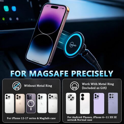 Magnetic Cup Holder Phone Holder for Magsafe, 360° Adjustable Long Gooseneck & Powerful N54 Magnet Cell Phone Mount for Car Compatible with iPhone & Samsung & All Smartphones in Saudi Arabia