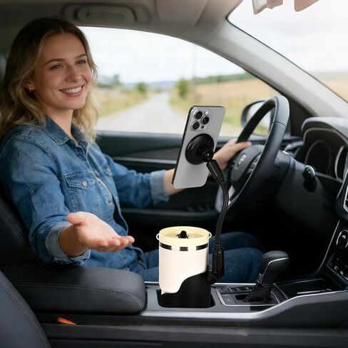 Magnetic Cup Holder Phone Holder for Magsafe, 360° Adjustable Long Gooseneck & Powerful N54 Magnet Cell Phone Mount for Car Compatible with iPhone & Samsung & All Smartphones in Saudi Arabia