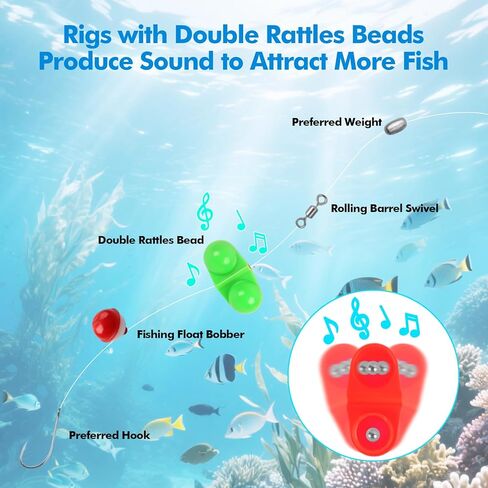 Double Rattle Catfish Rattlese Bells: 100pcs Plastic Fishing Attractor Floater Beads Fishing Attractor Beads in Saudi Arabia