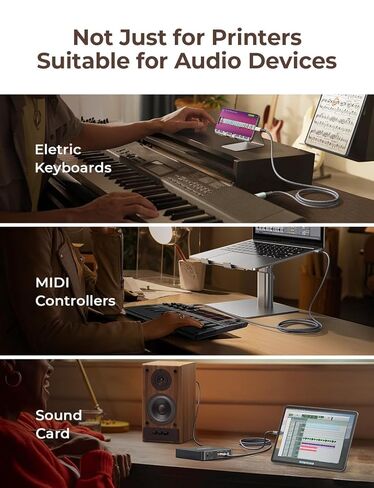 AINOPE USB B to USB C Cable【High Speed】 6.6FT USB C to USB B Printer Cable for MacBook Pro/Air, MIDI Cord for Yamaha Casio Digital Piano, MIDI Keyboard, DJ Controller, DAC to iPad in Saudi Arabia
