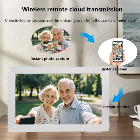 Digital Photo Frame,15.6-Inch,Built-in 32gb Memory,1920 * 1080 IPS High-Definition Touchscreen,Multi-User Connection,Remote Transfer,Automatic Rotation,Time Display, Photo/Video Sharing Black in Saudi Arabia