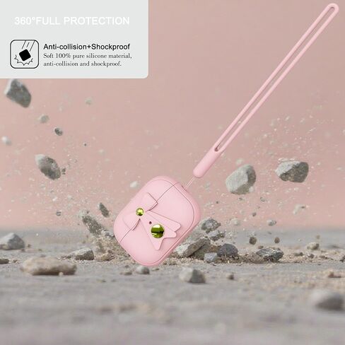 حافظة جديدة لحافظة Airpods Pro (2023/2022/2019، الجيل الثاني/الأول)، حافظة من السيليكون الناعم لحافظة AirPods Pro الجيل الثاني مع قفل آمن للفتيات والنساء، تدعم (USB-C) والشحن اللاسلكي، (وردي) in Kuwait