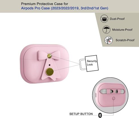 حافظة جديدة لحافظة Airpods Pro (2023/2022/2019، الجيل الثاني/الأول)، حافظة من السيليكون الناعم لحافظة AirPods Pro الجيل الثاني مع قفل آمن للفتيات والنساء، تدعم (USB-C) والشحن اللاسلكي، (وردي) in Kuwait