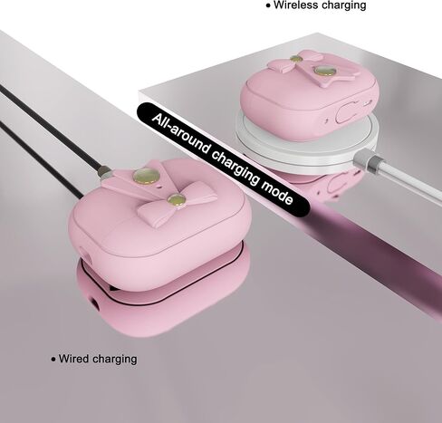 حافظة جديدة لحافظة Airpods Pro (2023/2022/2019، الجيل الثاني/الأول)، حافظة من السيليكون الناعم لحافظة AirPods Pro الجيل الثاني مع قفل آمن للفتيات والنساء، تدعم (USB-C) والشحن اللاسلكي، (وردي) in Kuwait