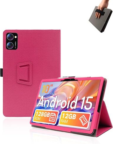 Case for Winsing T30W Tablet 10 inch Android 15 Tablets,UYRUREL Leather Slim Folding Stand Cover with Hand Strap Magnet for Men Women Full Protection,Black. in Saudi Arabia