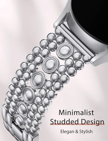 Minyee متوافق مع ساعة Samsung Galaxy Watch 7 6 5 4 FE 40 مم 44 مم/ساعة 6 كلاسيكية 43 مم 47 مم/ساعة 5 Pro 45 مم بسوار نسائي، 20 مم سوار معدني أنيق من الفولاذ المقاوم للصدأ قابل للتعديل دائري مرصع in Saudi Arabia