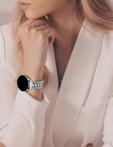 Minyee متوافق مع ساعة Samsung Galaxy Watch 7 6 5 4 FE 40 مم 44 مم/ساعة 6 كلاسيكية 43 مم 47 مم/ساعة 5 Pro 45 مم بسوار نسائي، 20 مم سوار معدني أنيق من الفولاذ المقاوم للصدأ قابل للتعديل دائري مرصع in Saudi Arabia