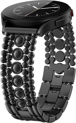 Minyee متوافق مع ساعة Samsung Galaxy Watch 7 6 5 4 FE 40 مم 44 مم/ساعة 6 كلاسيكية 43 مم 47 مم/ساعة 5 Pro 45 مم بسوار نسائي، 20 مم سوار معدني أنيق من الفولاذ المقاوم للصدأ قابل للتعديل دائري مرصع in Saudi Arabia