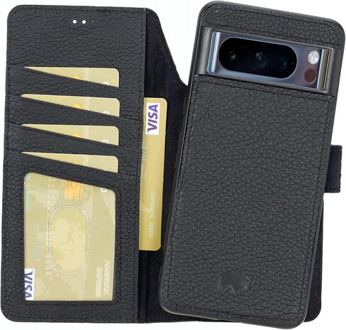حافظة محفظة BLACKBROOK لهاتف Google Pixel 10 Pro XL - حافظة كارتر 2 في 1 قابلة للفصل مع غطاء سهل التركيب، جلد محبب بالكامل، حجب RFID، شحن لاسلكي، مسند وفتحات للبطاقات، صندوق هدايا فاخر in Kuwait