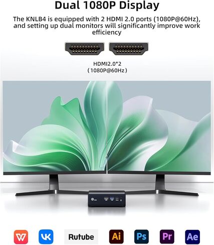 جهاز كمبيوتر صغير Celeron N2940، 8 جيجا DDR3 256 جيجا M.2 SSD، Dual HDMI 1080P، WiFi 5 BT 4.2، مروحة هادئة، كمبيوتر مكتبي صغير منخفض استهلاك الطاقة للمنزل/المكتب/الأعمال in Kuwait