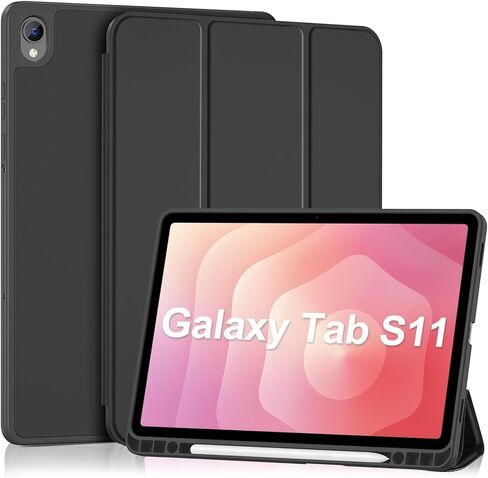 حافظة ProCase الذكية لجهاز Samsung Galaxy Tab S11 مقاس 11 بوصة 2025 (SM-X730/SM-X736B) مع حامل قلم S، غطاء حامل ثلاثي الطي مع ظهر ناعم من مادة TPU، تنبيه/غفو تلقائي - أسود in Kuwait
