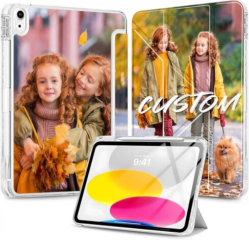 Custom Pictures Personalized Case for iPad 11th A16 11 inch(2025), Buit in Pencil Holder, Customized Photo Case with Shockproof Protective Cover Clear PC Back Shell Auto Wake/Sleep in Saudi Arabia