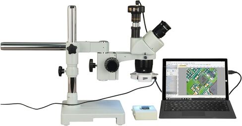 OMAX Trinocular 20X-40X-80X 9MP Digital Stereo Single Bar Boom Stand Microscope with 56 LED Ring Light in Saudi Arabia