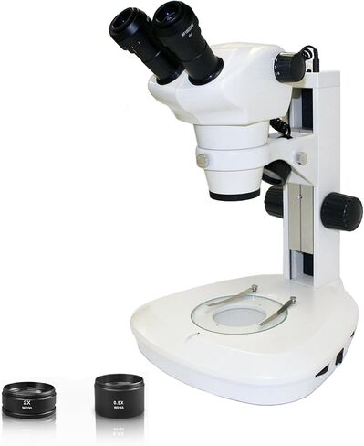 Vision Scientific VMS0007-BZ Binocular Zoom Stereo Microscope, Paired 10x WF Eyepiece, 0.8X—5X Zoom Range, 4X—100x Magnification, 0.5X & 2X Aux Lens, Top & Bottom LED Illumination, Track Stand in Saudi Arabia