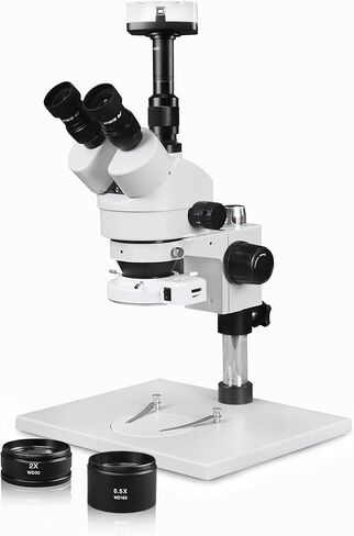 Vision Scientific VS-1AFZ-IFR07-10N Simul-Focal Trinocular Zoom Stereo Microscope,10xWF Eyepiece,3.5x-90x Magnification,0.5X&2X Auxiliary Lens,Pillar Stand W/Large Base,10.0MP Digital Eyepiece Camera in Saudi Arabia