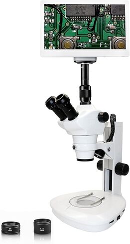 Vision Scientific VMS0007-TZ-RET11.6 Trinocular Zoom Stereo Microscope, 10x WF Eyepiece, 0.8X—5X Zoom, 4X—100x Magnification, 0.5X & 2X Aux Lens, LED Light,11.6" Retina HD Display with 6MP Camera in Saudi Arabia