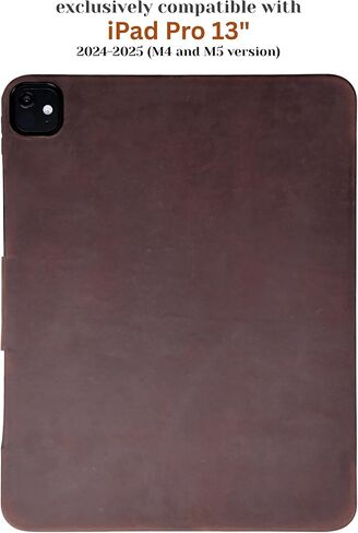 حافظة جلدية BLACKBROOK لجهاز iPad Pro 13 بوصة (M5/M4) - غطاء فوليو مصنوع يدويًا من الجلد المحبب بالكامل - حامل أقلام آمن وحامل مغناطيسي، نوم ذكي - صندوق هدايا فاخر (قهوة متعثرة) in Kuwait