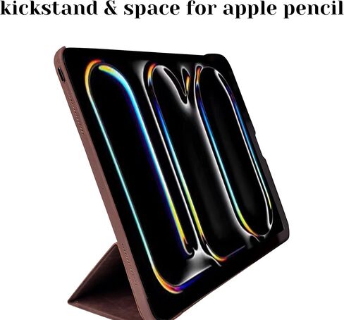 حافظة جلدية BLACKBROOK لجهاز iPad Pro 13 بوصة (M5/M4) - غطاء فوليو مصنوع يدويًا من الجلد المحبب بالكامل - حامل أقلام آمن وحامل مغناطيسي، نوم ذكي - صندوق هدايا فاخر (قهوة متعثرة) in Kuwait