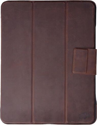 حافظة جلدية BLACKBROOK لجهاز iPad Pro 13 بوصة (M5/M4) - غطاء فوليو مصنوع يدويًا من الجلد المحبب بالكامل - حامل أقلام آمن وحامل مغناطيسي، نوم ذكي - صندوق هدايا فاخر (قهوة متعثرة) in Kuwait