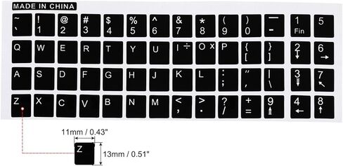 English Keyboard Stickers, 4 Pack Universal Keyboard Replacement Cover Smooth for Notebook Desktop Computer, Black Background White Lettering in Saudi Arabia