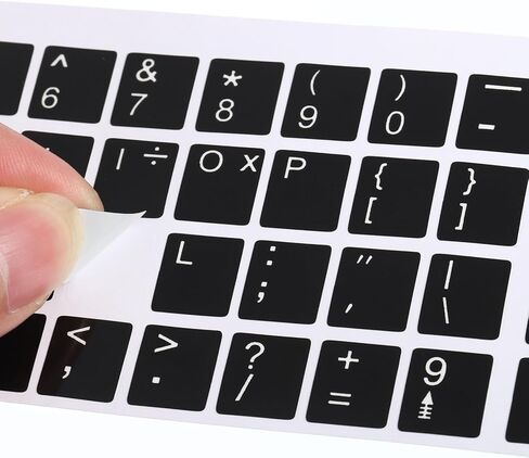 English Keyboard Stickers, 4 Pack Universal Keyboard Replacement Cover Smooth for Notebook Desktop Computer, Black Background White Lettering in Saudi Arabia