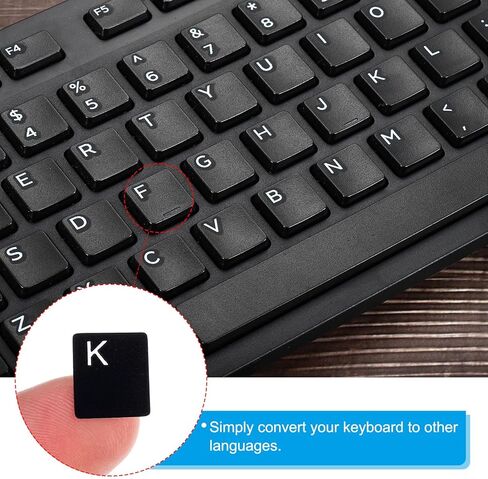 English Keyboard Stickers, 4 Pack Universal Keyboard Replacement Cover Smooth for Notebook Desktop Computer, Black Background White Lettering in Saudi Arabia