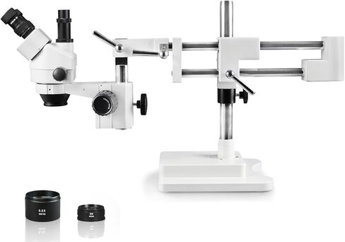 مجهر ستيريو تكبير ثلاثي العينيات من Vision Scientific VS-5FZ، عدسة WF 10x، تكبير 0.7X-4.5X، تكبير 3.5X-90x، عدسة مساعدة 0.5X و2X، حامل ذراع مزدوج in Saudi Arabia