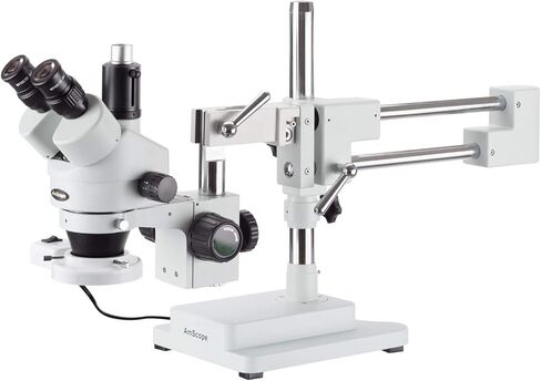 مجهر ستيريو AmScope 3.5X-45X Simul-Focal Boom مع ضوء فلورسنت وكاميرا 1.3 ميجابكسل in Saudi Arabia
