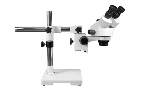 Vision Scientific VS-3FZ Simul-Focal Trinocular Zoom Stereo Microscope, 10x WF Eyepiece, 0.7X—4.5X Zoom, 3.5X—90x Magnification, 0.5X & 2X Auxiliary Lens, Single Arm Boom Stand in Saudi Arabia