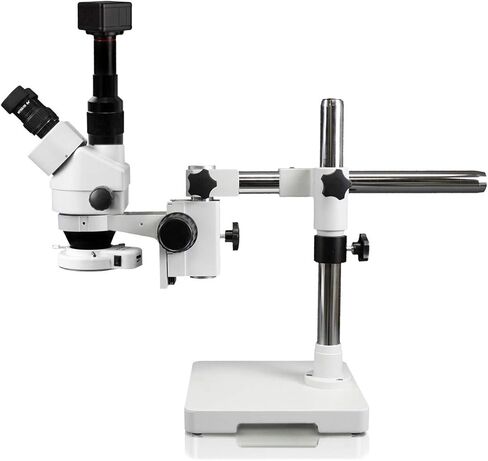 Vision Scientific VS-3F-IFR07-5N مجهر ستيريو تكبير ثلاثي العينيات سيمول بؤري، عدسة واسعة النطاق 10x، نطاق تكبير 0.7X-4.5X، نطاق تكبير 7x-45x، حامل واحد، كاميرا عدسة رقمية 5.0 ميجابكسل in Saudi Arabia