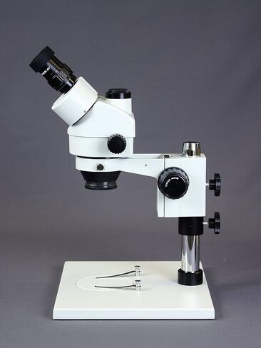 Vision Scientific VS-1AFZ مجهر ستيريو تكبير ثلاثي العينيات البؤري، عدسة WF 10x، تكبير 0.7X-4.5X، تكبير 3.5x-90x، عدسة مساعدة 0.5X و2X، حامل عمود مع قاعدة كبيرة in Saudi Arabia