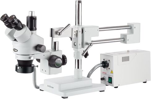 AmScope 3.5X-90X Simul-Focal Stereo Zoom Microscope on Boom Stand with Fiber Light and 10MP USB3 Camera in Saudi Arabia