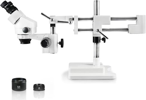 Vision Scientific VS-5EZ Binocular Zoom Stereo Microscope, 10x WF Eyepiece, 0.7X—4.5X Zoom, 3.5X—90x Magnification, 0.5X & 2X Auxiliary Lens, Double Arm Boom Stand in Saudi Arabia