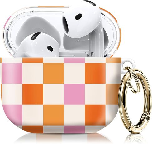 متوافق مع حافظة AirPod الجيل الرابع مع سلسلة مفاتيح، غطاء واقٍ مقاوم للصدمات لسماعات الأذن اللاسلكية - تصميم خفيف الوزن ومتين للنساء والرجال والفتيات (قلوب ملونة لطيفة) in Kuwait