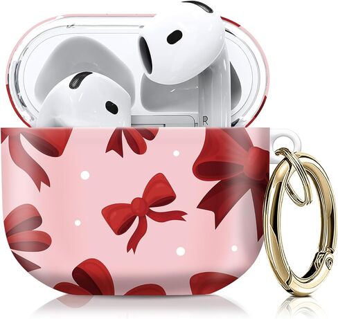 متوافق مع حافظة AirPod الجيل الرابع مع سلسلة مفاتيح، غطاء واقٍ مقاوم للصدمات لسماعات الأذن اللاسلكية - تصميم خفيف الوزن ومتين للنساء والرجال والفتيات (قلوب ملونة لطيفة) in Kuwait