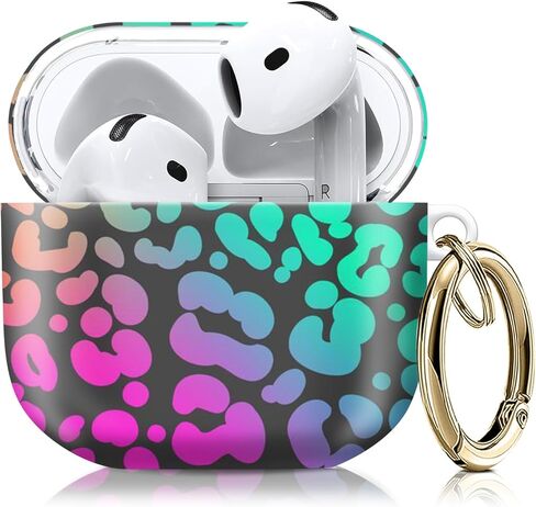 متوافق مع حافظة AirPod الجيل الرابع مع سلسلة مفاتيح، غطاء واقٍ مقاوم للصدمات لسماعات الأذن اللاسلكية - تصميم خفيف الوزن ومتين للنساء والرجال والفتيات (قلوب ملونة لطيفة) in Kuwait