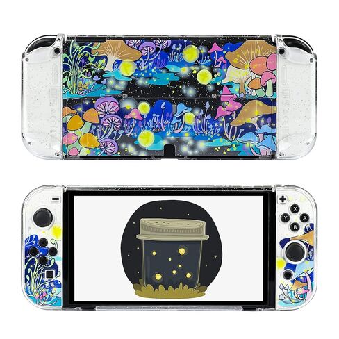 RHOTALL Cute Clear Hard Case Compatible with Nintendo Switch, Glitter Protective Cover Accessories for Switch Console and Joycon Controller with Anti-Scratch Design - Glowworm in Saudi Arabia