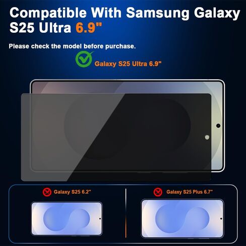 9H+ Privacy Anti-Spy Glass for Samsung Galaxy S25 Ultra Screen Protector, Crystal Clear HD, Auto-Align Frame & 3S Installation, Full Coverage Tempered Glass, [2-Pack with Dust-Free Kit] in Saudi Arabia