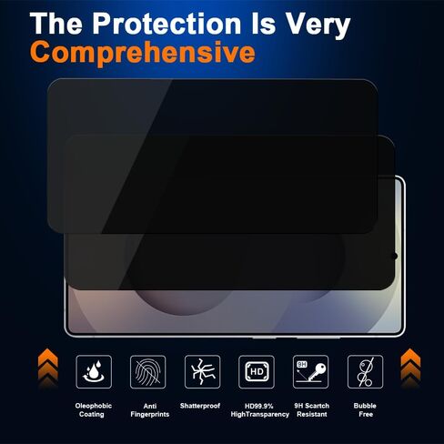 9H+ Privacy Anti-Spy Glass for Samsung Galaxy S25 Ultra Screen Protector, Crystal Clear HD, Auto-Align Frame & 3S Installation, Full Coverage Tempered Glass, [2-Pack with Dust-Free Kit] in Saudi Arabia