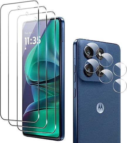 واقي شاشة Motolora Moto G Stylus 5G 2025 مع واقي عدسة الكاميرا، غطاء زجاجي مقوى مقاوم للخدش بصلابة 9H، صديق للحافظة، مضاد للخدش (3+3 عبوات) in Saudi Arabia