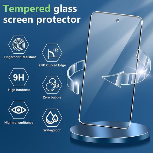 واقي شاشة Motolora Moto G Stylus 5G 2025 مع واقي عدسة الكاميرا، غطاء زجاجي مقوى مقاوم للخدش بصلابة 9H، صديق للحافظة، مضاد للخدش (3+3 عبوات) in Saudi Arabia