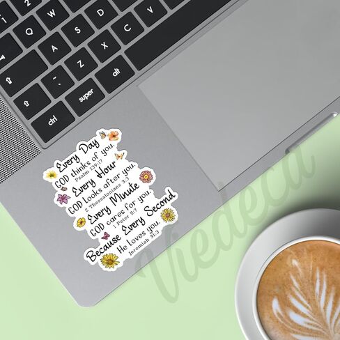 (3Pcs) Every Day God Thinks of You Because Every Second He Loves You Sticker Inspirational Christian Jesus Bible Verse Vinyl Decals for Tumbler Laptop Water Bottles Books Phone - Size 3x2.6 Inches in Kuwait