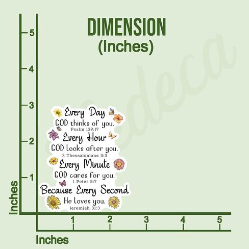 (3Pcs) Every Day God Thinks of You Because Every Second He Loves You Sticker Inspirational Christian Jesus Bible Verse Vinyl Decals for Tumbler Laptop Water Bottles Books Phone - Size 3x2.6 Inches in Kuwait