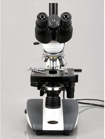 مجهر مركب ثلاثي العينيات AmScope T360A، تكبير 40X-1600X، عدسات WF10x وWF16x، برايتفيلد، إضاءة LED، مكثف آبي، مسرح ميكانيكي مزدوج الطبقة in Saudi Arabia