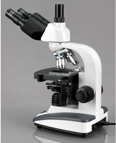 مجهر مركب ثلاثي العينيات AmScope T360A، تكبير 40X-1600X، عدسات WF10x وWF16x، برايتفيلد، إضاءة LED، مكثف آبي، مسرح ميكانيكي مزدوج الطبقة in Saudi Arabia